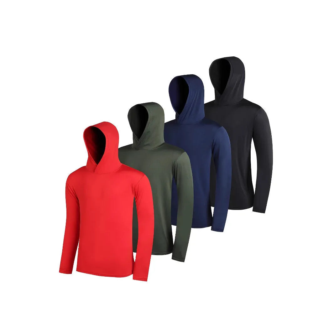 Men's lightweight hoodie 4-piece pack in elastic polyester fibre showing colour options
