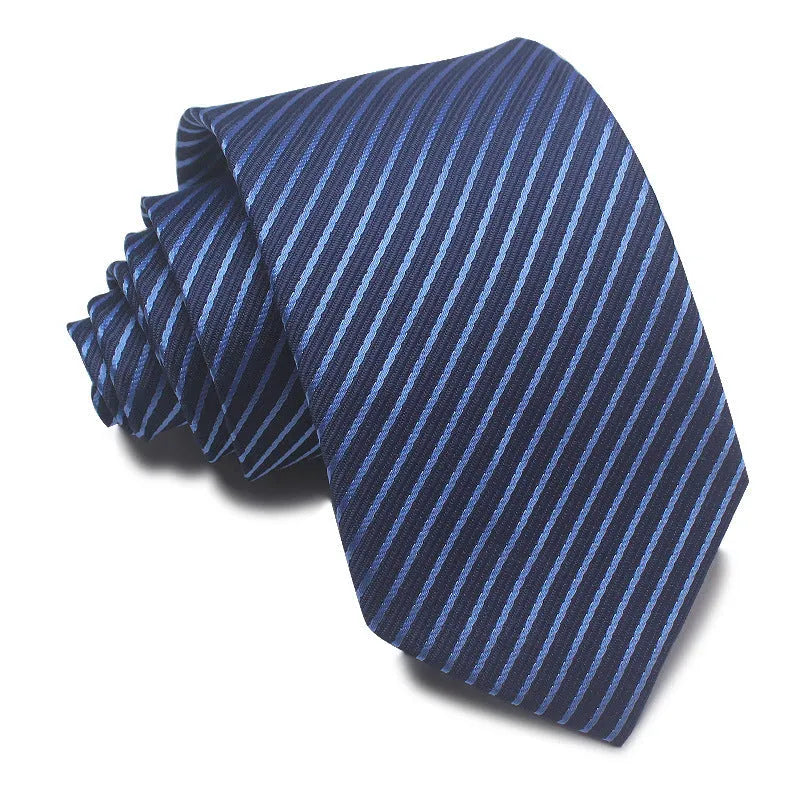 8cm wide polyester jacquard striped business tie in arrow shape for formal office wear