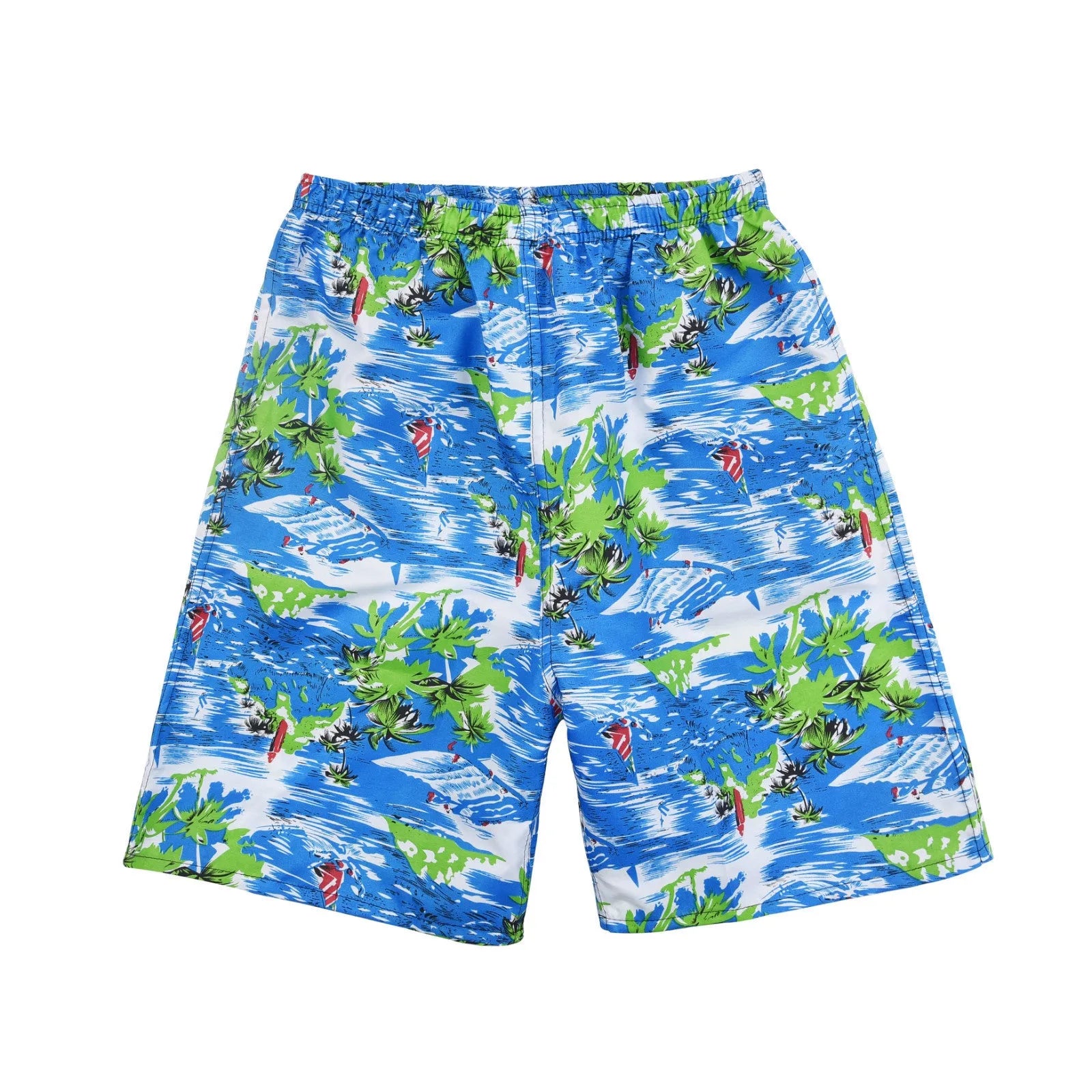 Men's floral print five-point swimming trunks made from polyester in a free size.