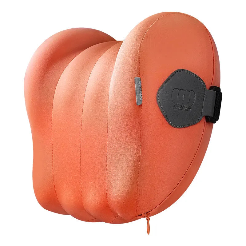Car head pillow and lumbar support pillow set with memory foam filling in grey or orange colour options