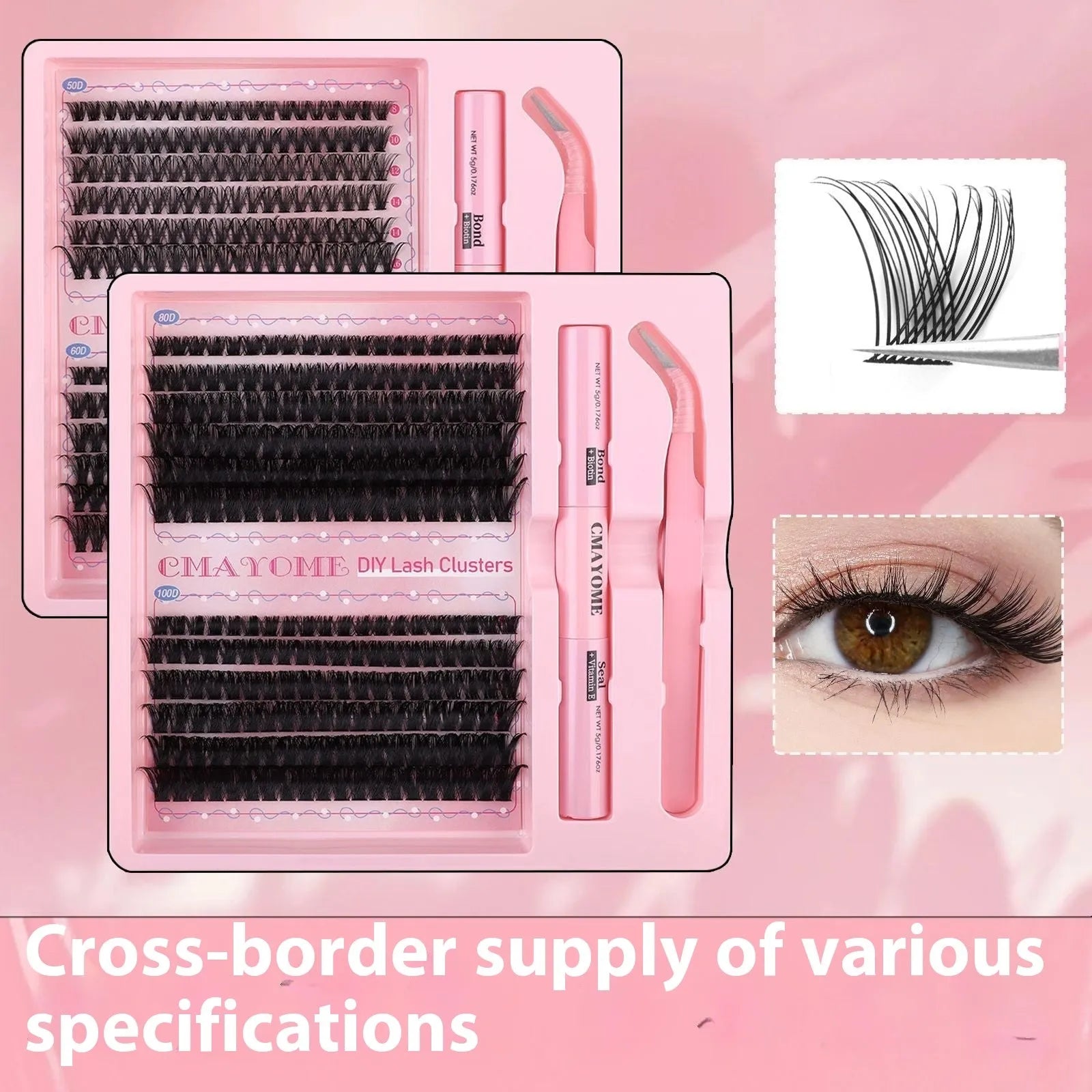 DIY individual cluster false eyelashes for natural thick mixed split style with artificial fibre construction