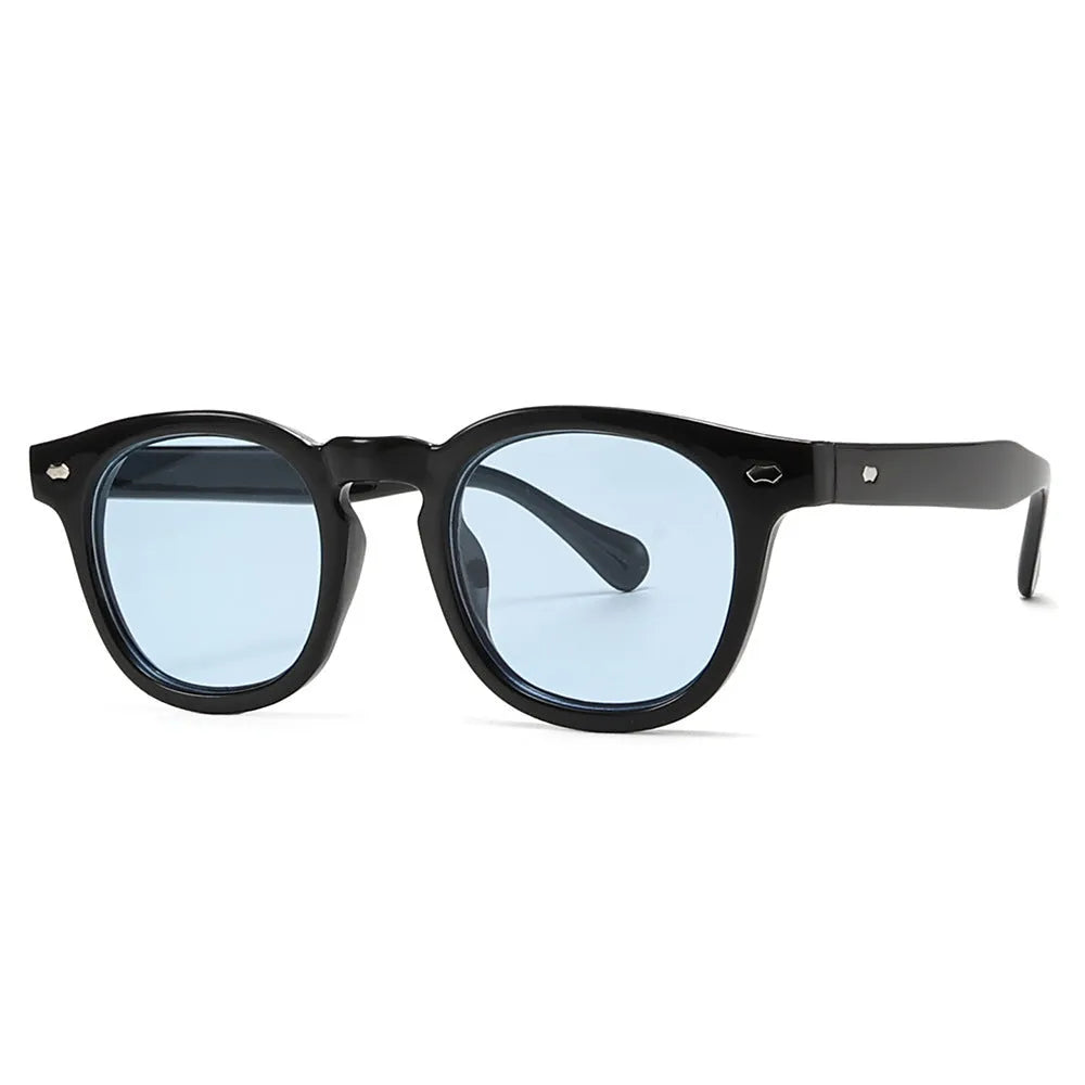 Simple round rim sunglasses with retro Hong Kong style design in multiple colour options