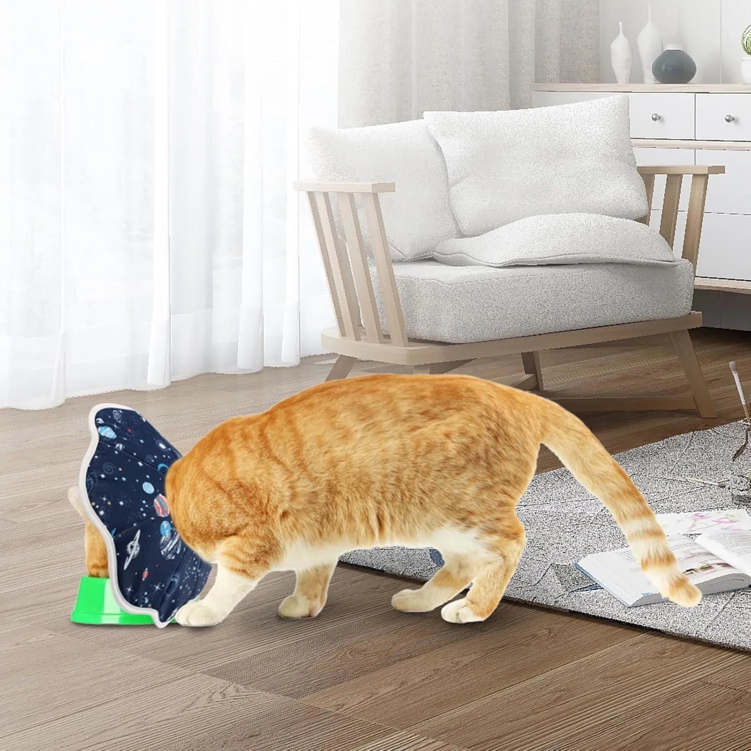 Soft adjustable cat recovery collar in constellation design for post-surgery protection