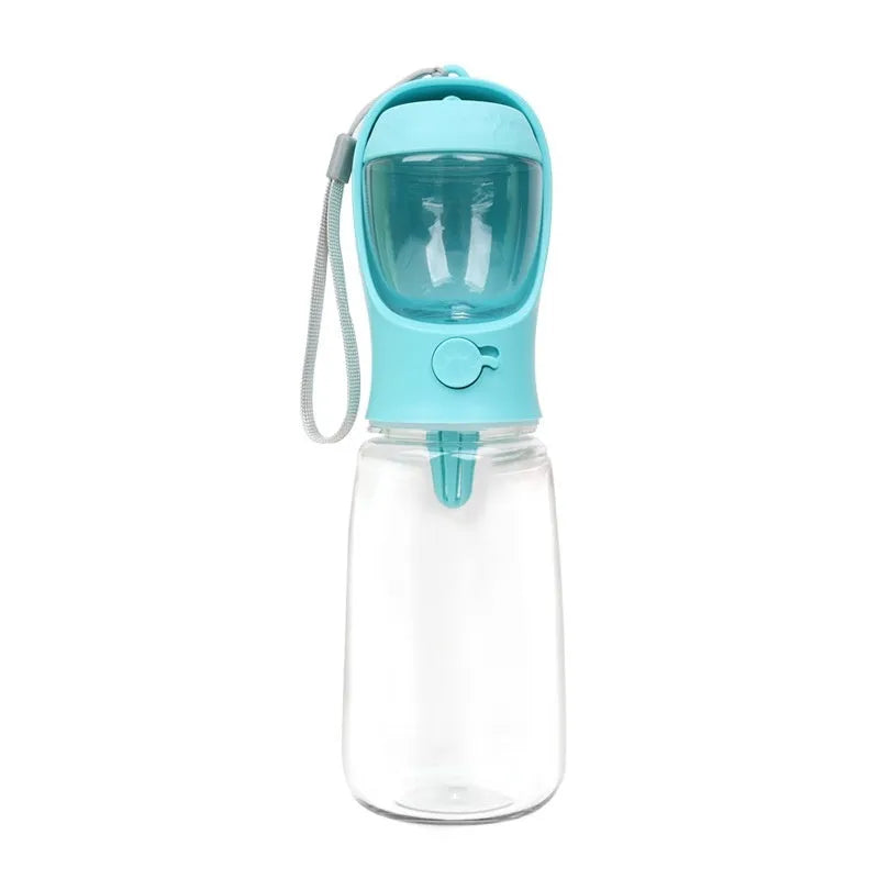 Blue portable plastic dog drinking cup with two-in-one design for outings