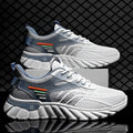 Men's black and white-blue platform casual running shoes with cross shoulder straps and rubber sole