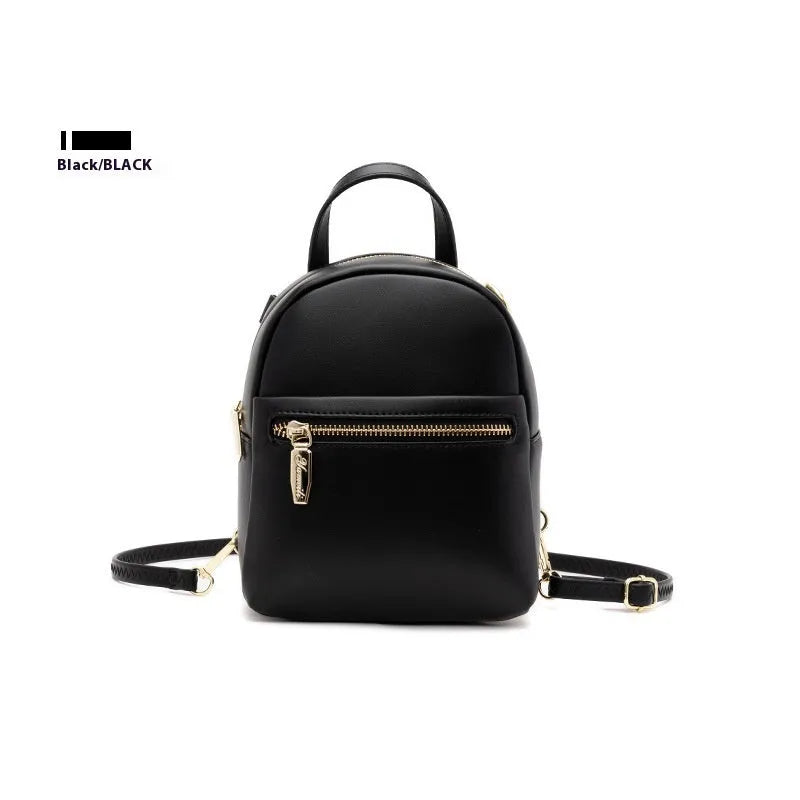 Soft PU mini backpack in multiple colours showing outer pocket and street style design