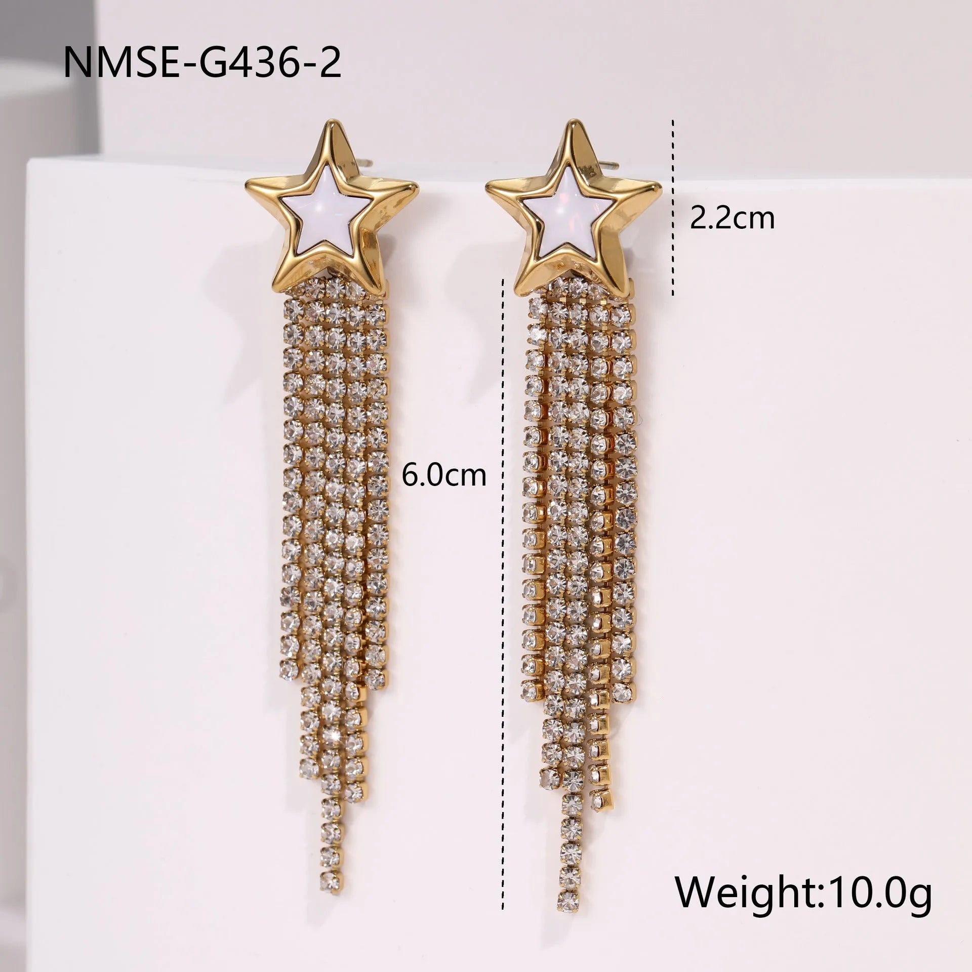 Stainless steel heart-shaped earrings with geometric star detailing and 18K gold electroplated finish