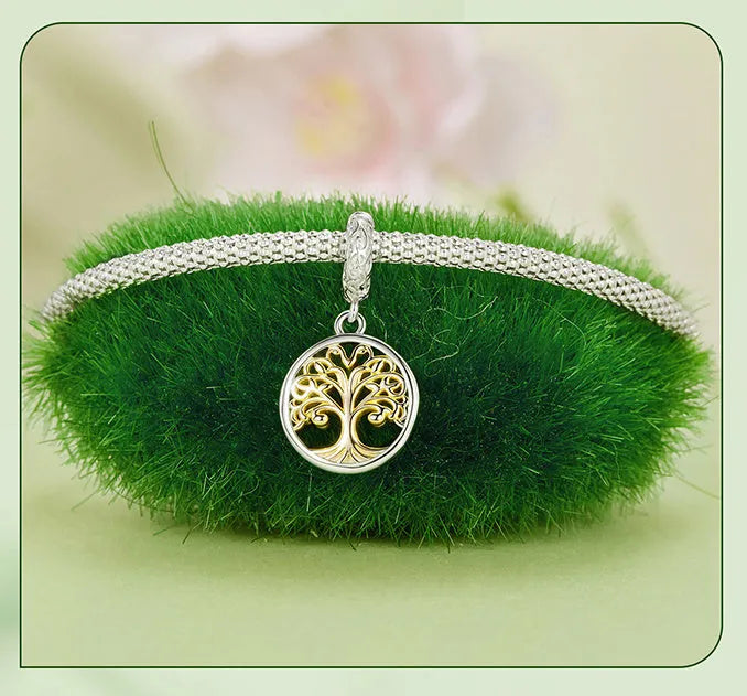 925 silver lucky tree pendant charm 2.3 by 1.2 cm with electroplated finish