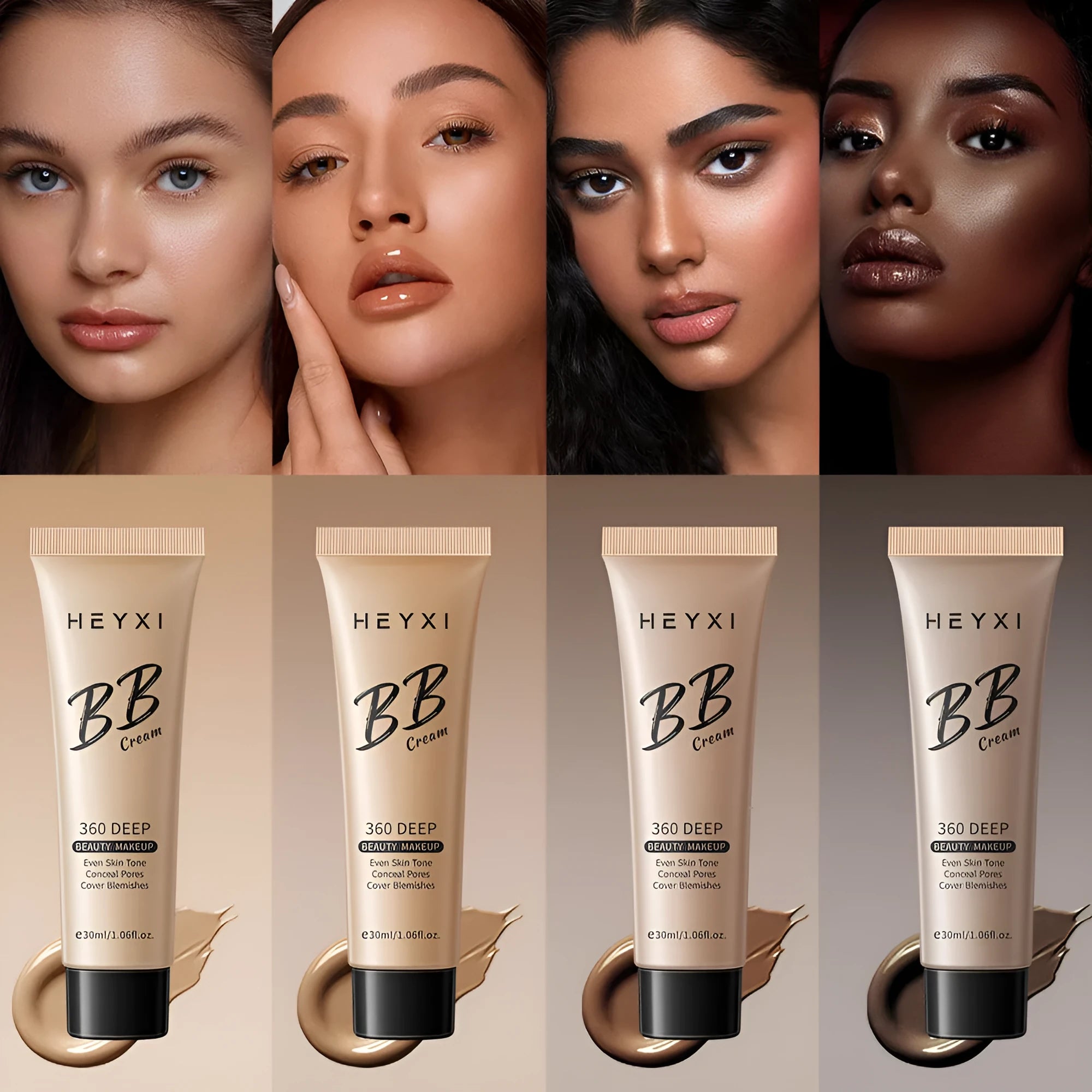 Waterproof BB cream with four colour options for sweat-proof makeup coverage