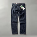 Men's straight leg jeans in American retro style with primary colour wash and mid waist design