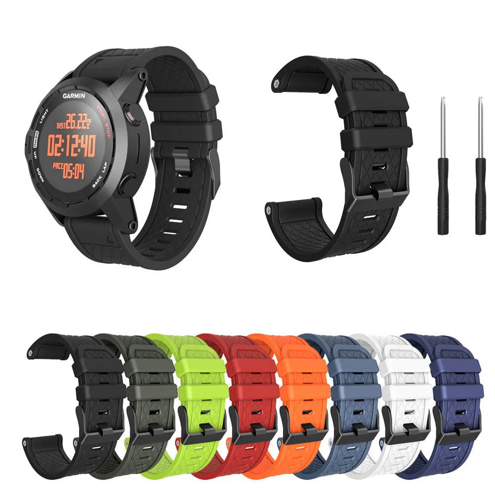 Black silicone watch strap with stainless steel watch-button connection for Jiaming 26mm watches