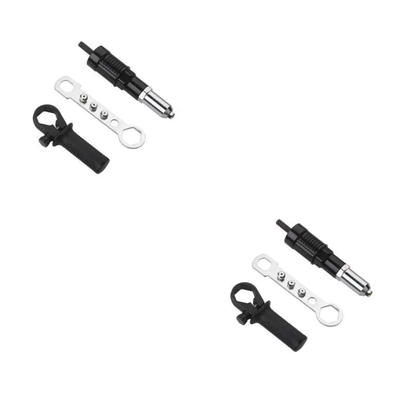 Black metal electric drill rivet gun conversion tool with 173mm alloy steel head and adapter