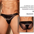 Mens black and white hipster briefs with shark skin lace fabric in free size