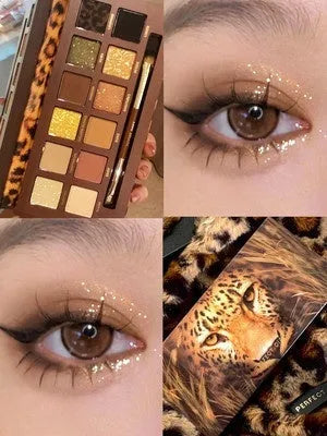 Explorer twelve-color animal eye shadow palette showing Golden Tiger Ink Cat, Red Fox, and Koi themed shades