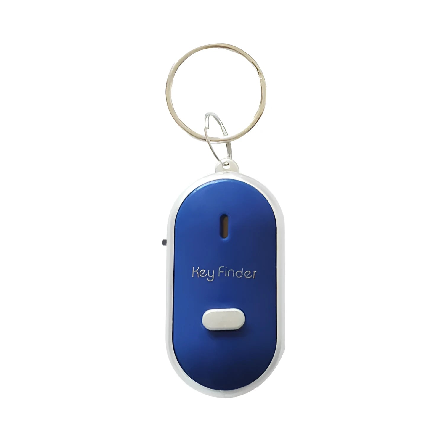 Oval-shaped plastic acrylic key finder pendant in red, blue, white, black, and orange colours