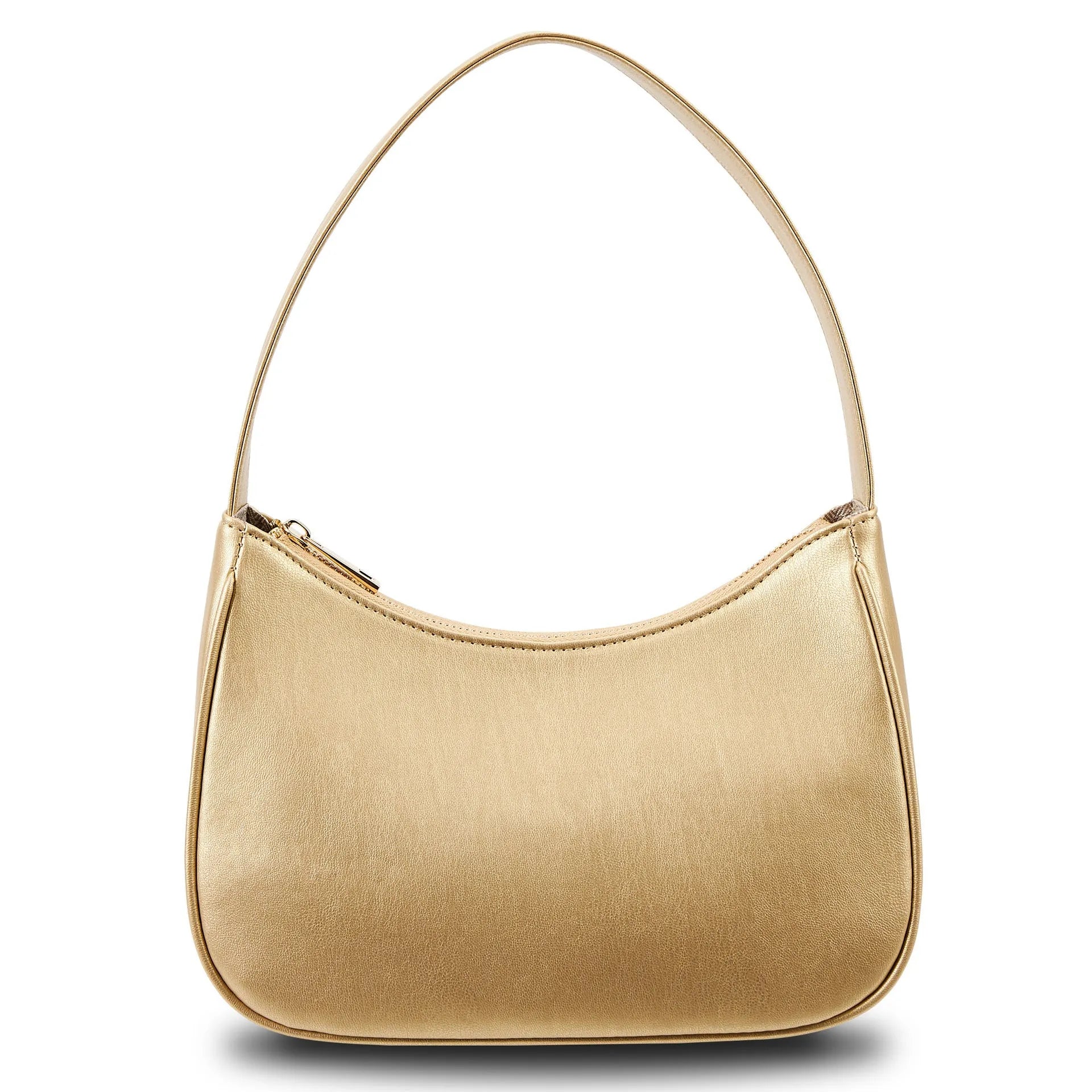 Simple retro waterproof PU leather shoulder bag in apricot colour with adjustable strap.