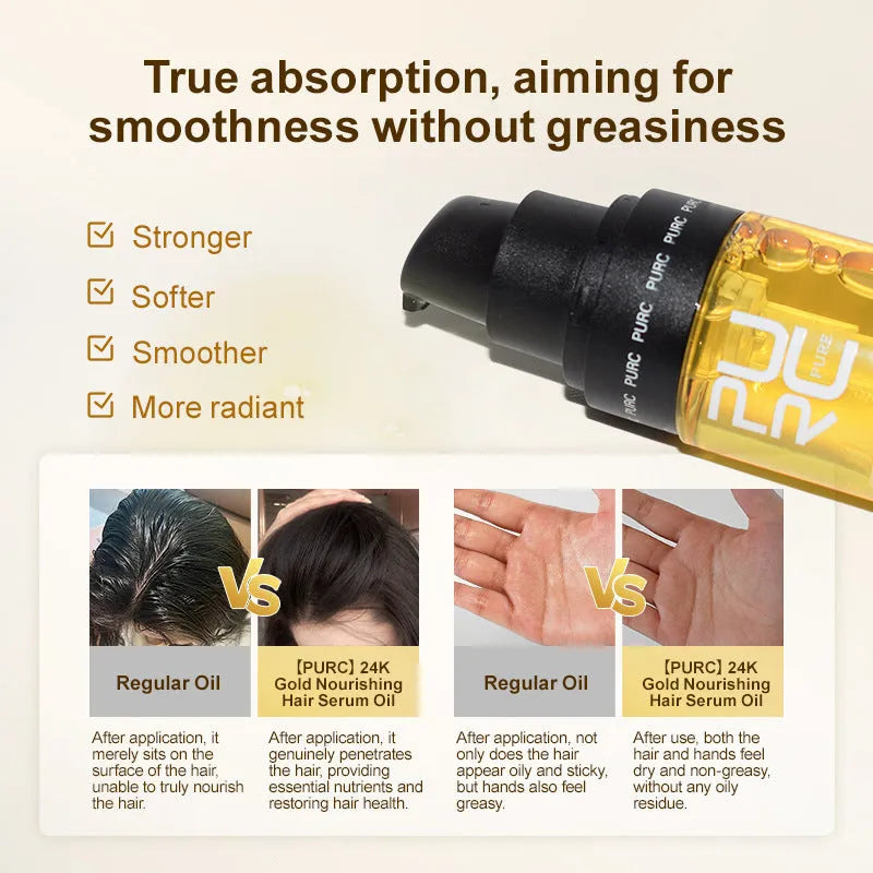 Yellow bottle of 50ml essential hair care oil for repairing damaged and frizzy hair