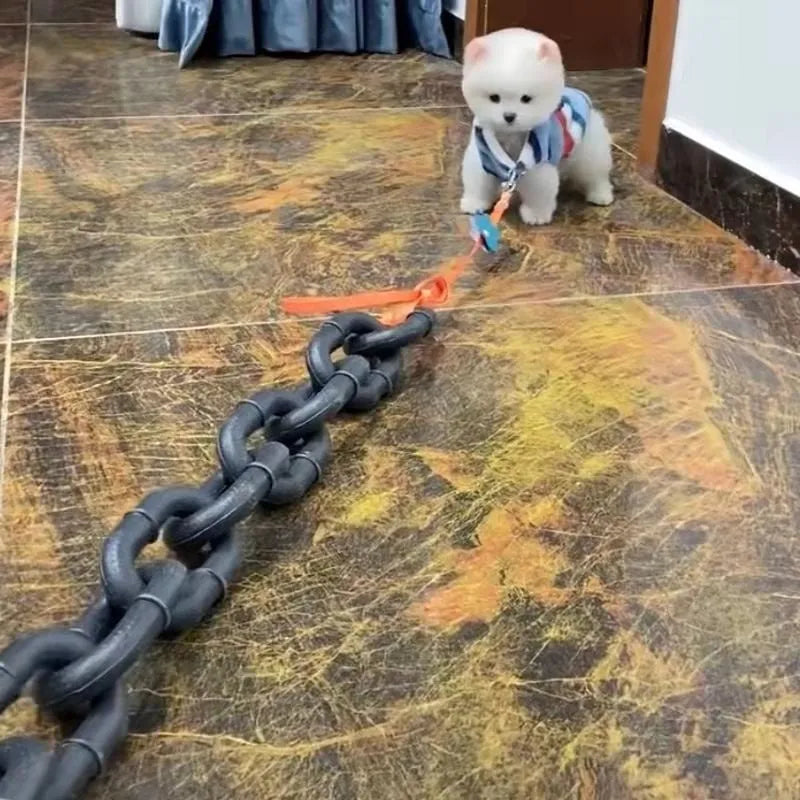 PP plastic dog leash simulation rope prop in bronze, antique silver, or black colours for video filming.