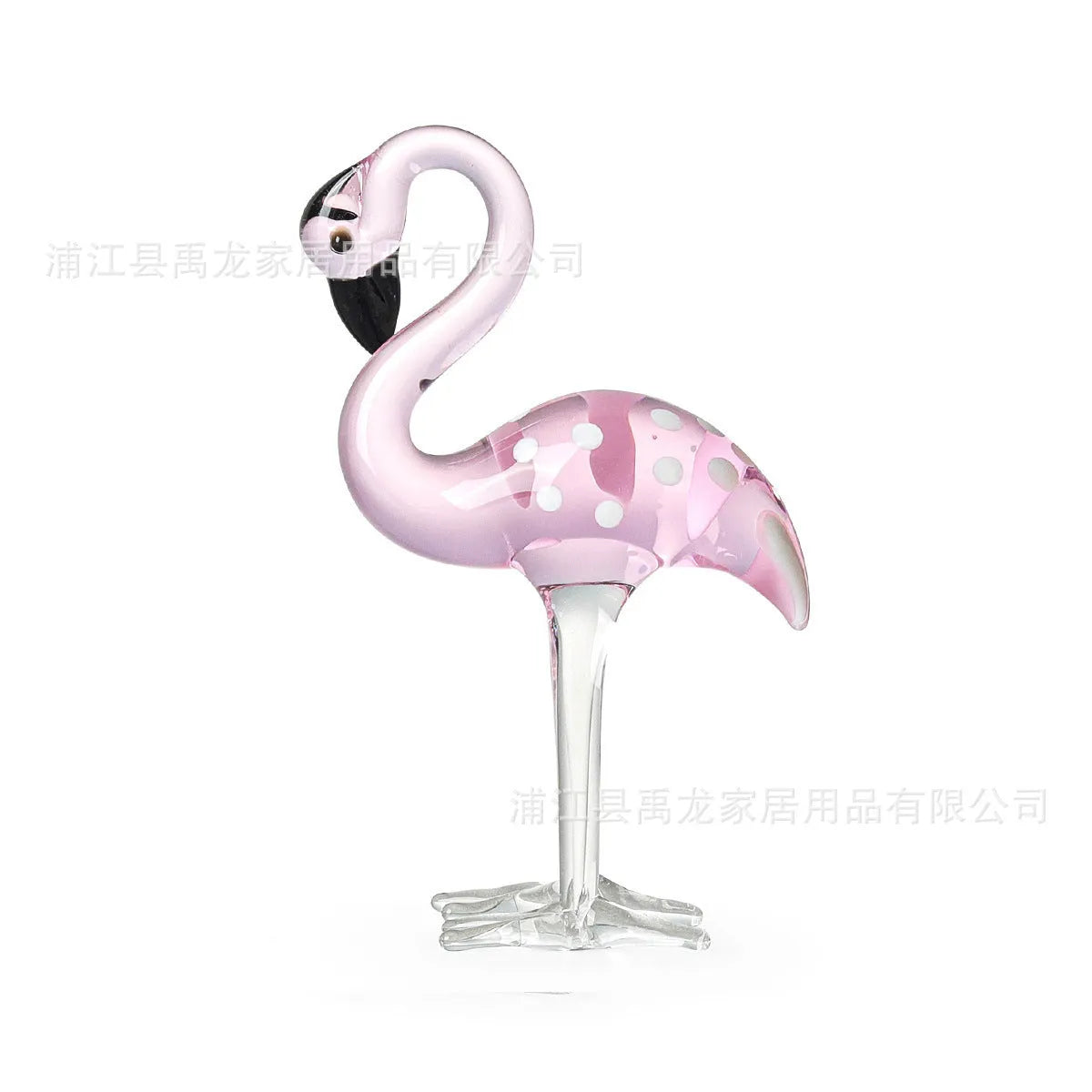 Pink crystal flamingo decorative craft with dots for table display
