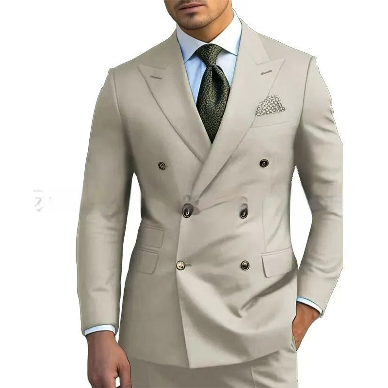 Men's two-piece business suit set in regular cut with jacket and trousers