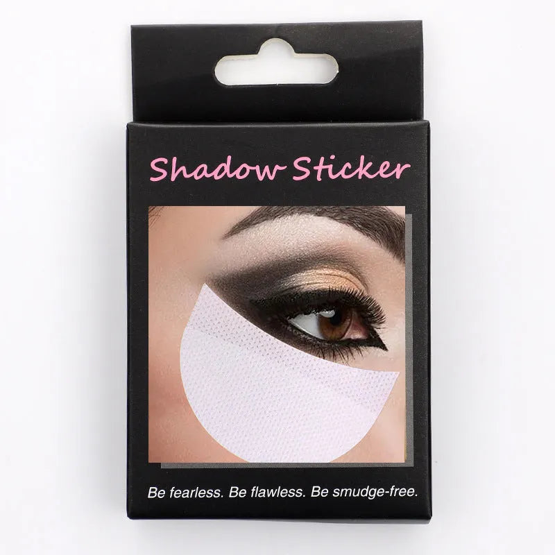 Pack of disposable lint-free self-adhesive eyeshadow shields in half-moon shape for under-eye use.