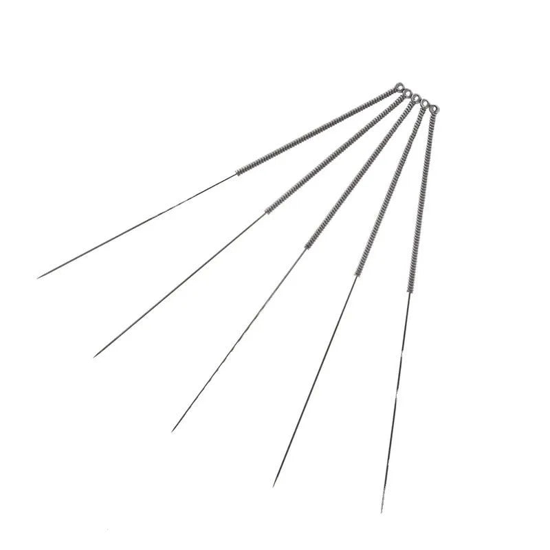 Ten metal cleaning needles for Mk8 E3D 3D printer nozzles, shown with different diameter size options