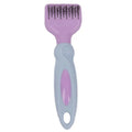 Pink stainless steel dog comb with built-in knot knife and massage brush for pet grooming