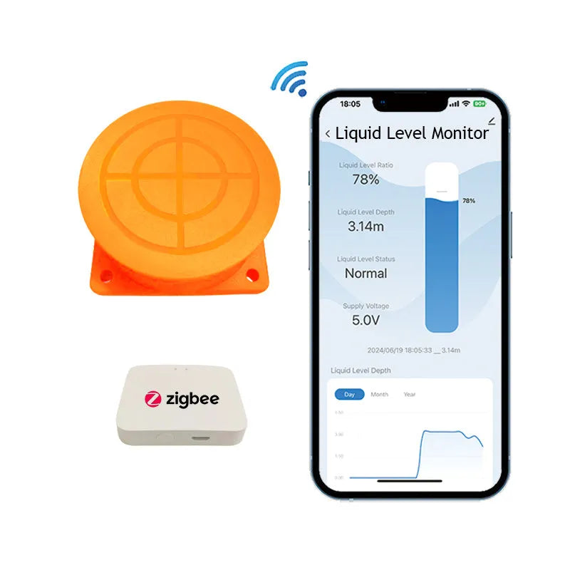 Moray ME201W wireless fluid level monitor sensor for water and fuel tanks with mobile app remote control.