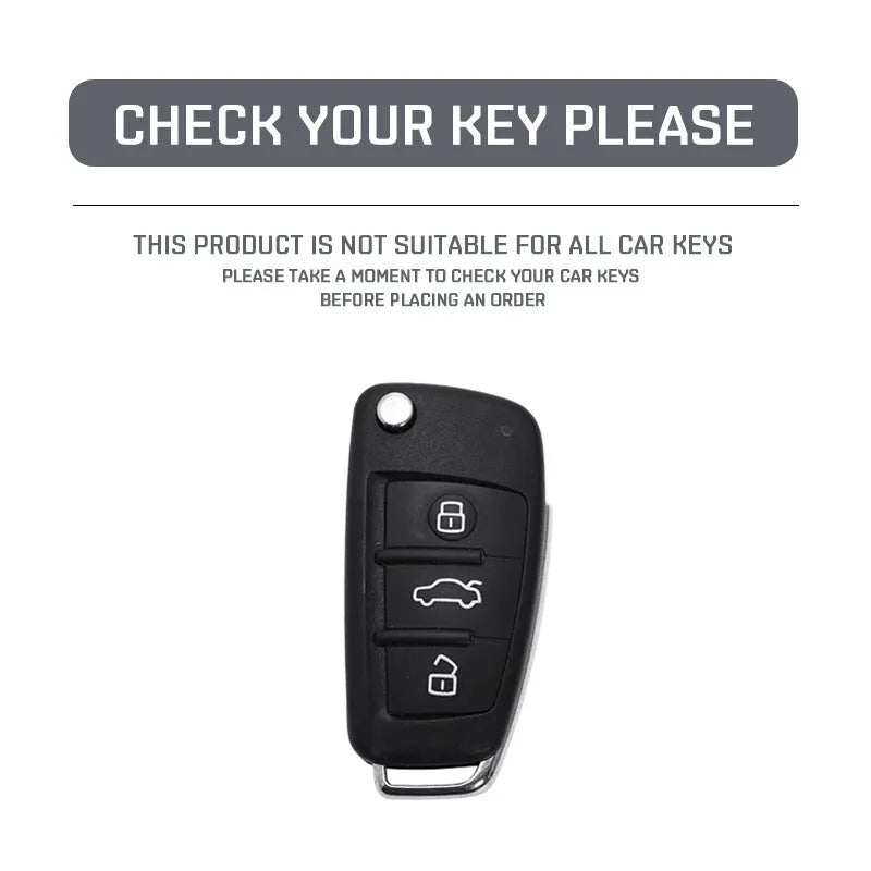 Carbon fibre style car key cover with mirror element in carbon black colour