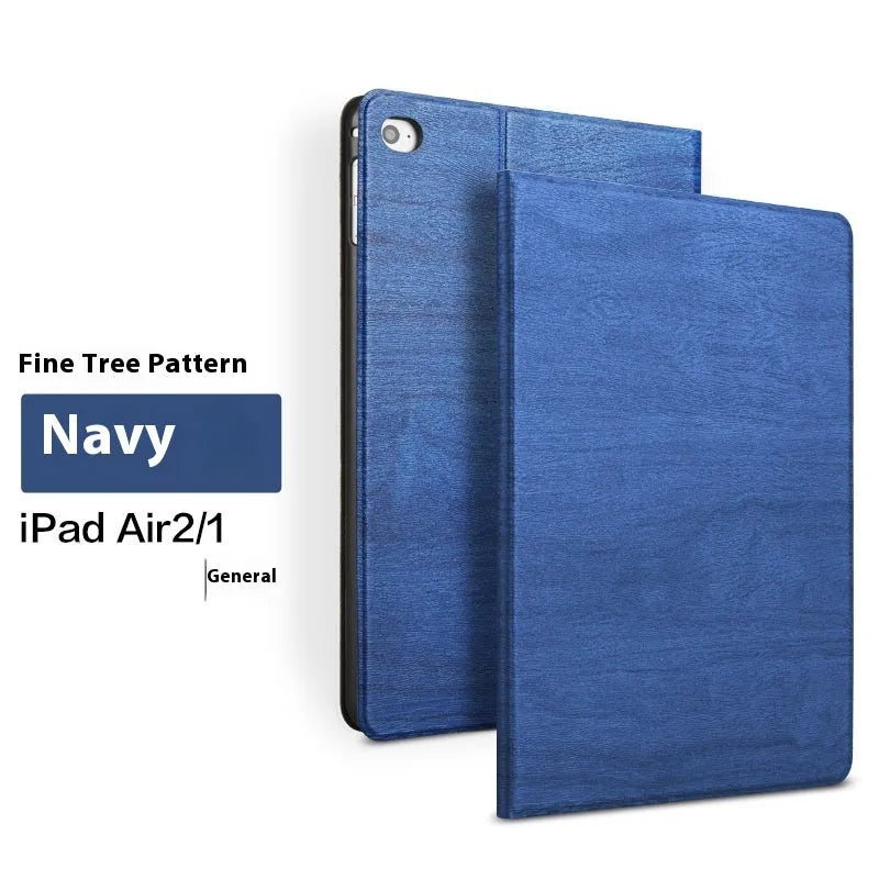 Sapphire blue imitation leather protective bracket cover for Apple iPad on a table