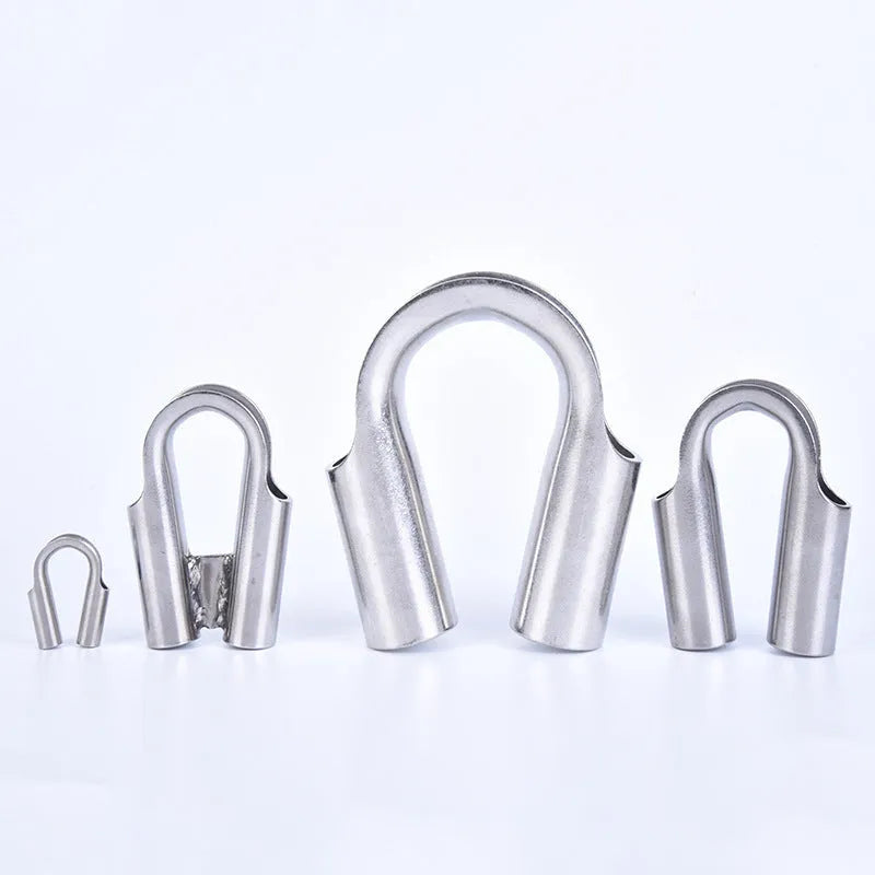 Stainless steel tubular chicken heart round sleeve ring set showing multiple sizes from M4 to M35