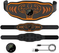 Blue and orange smart EMS massage belt set with rechargeable host and arm stickers