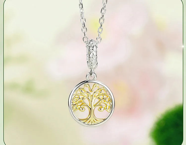 925 silver lucky tree pendant charm 2.3 by 1.2 cm with electroplated finish