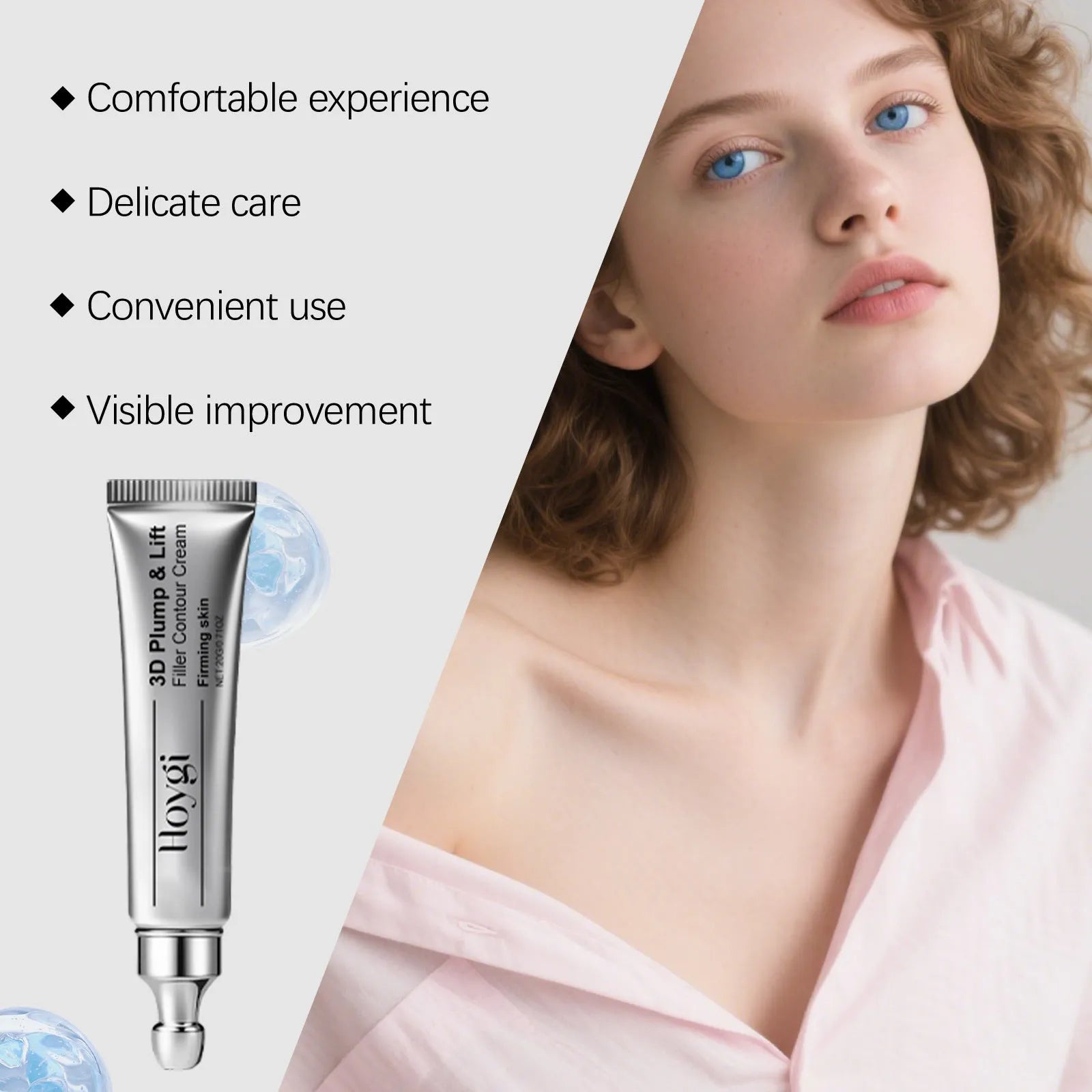 Gentle moisturising eye cream tube showing 20g net weight with ceramide EOS and tripeptide copper-1 ingredients