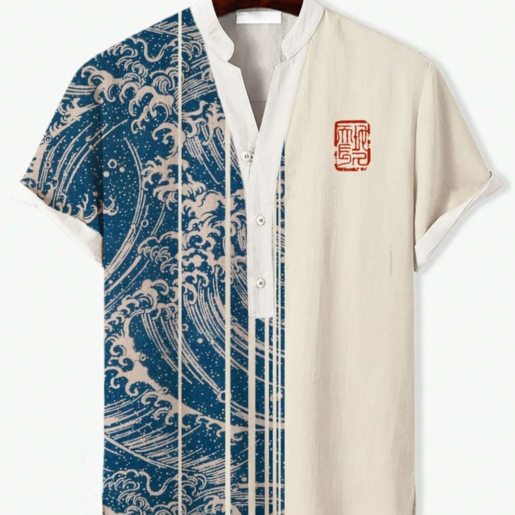 Short sleeve casual shirt with a 3D digital animal pattern print, available in various colours and sizes.