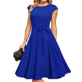 Sleeveless lace-up waist dress with swing skirt in twisted silk polyester fabric