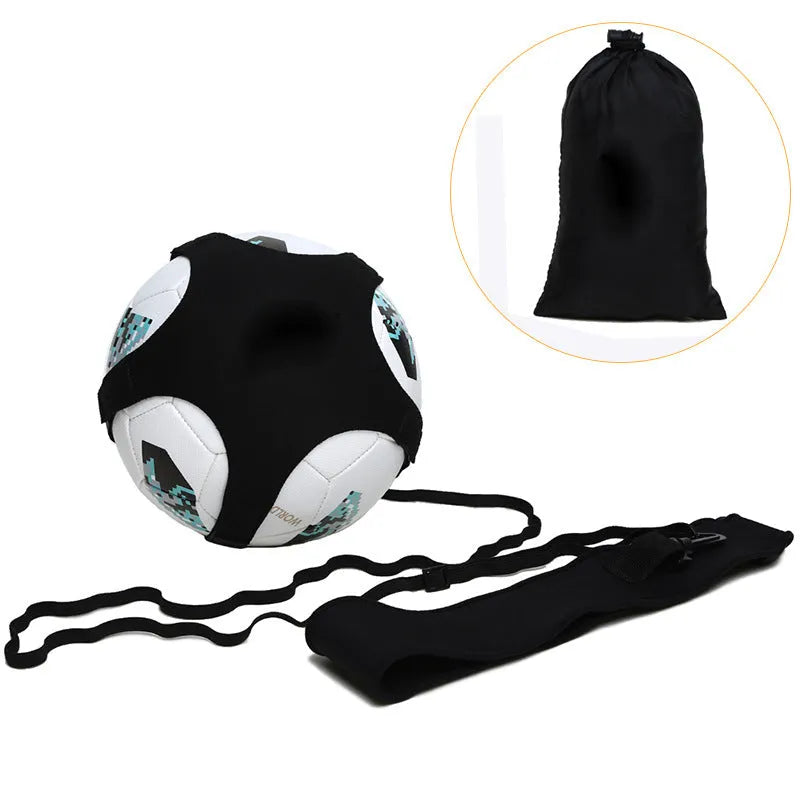 Black football juggling belt with 2-metre strap for solo training and ball control practice