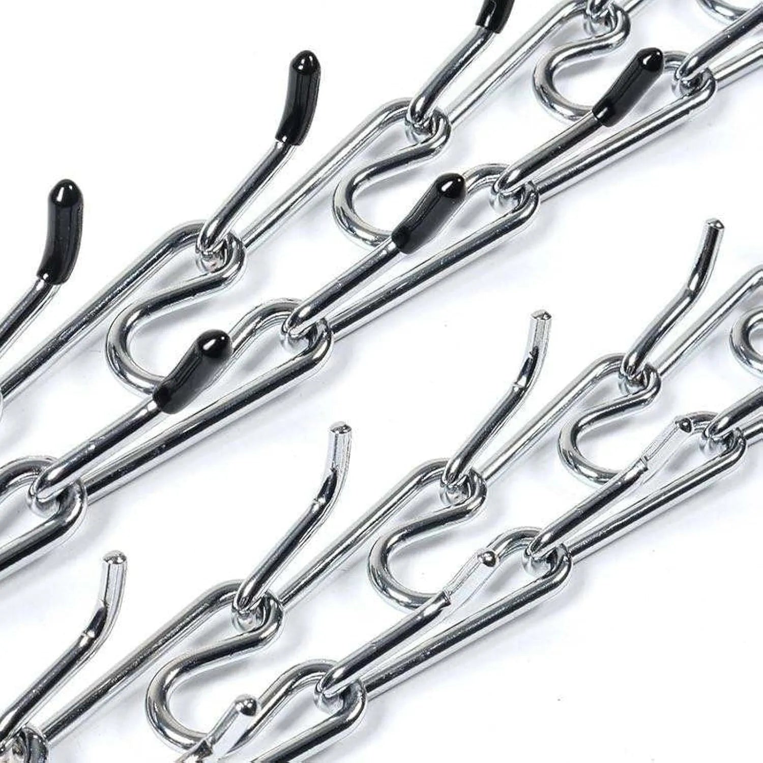 Stainless steel dog training collar with adjustable links and comfort rubber tips in four sizes