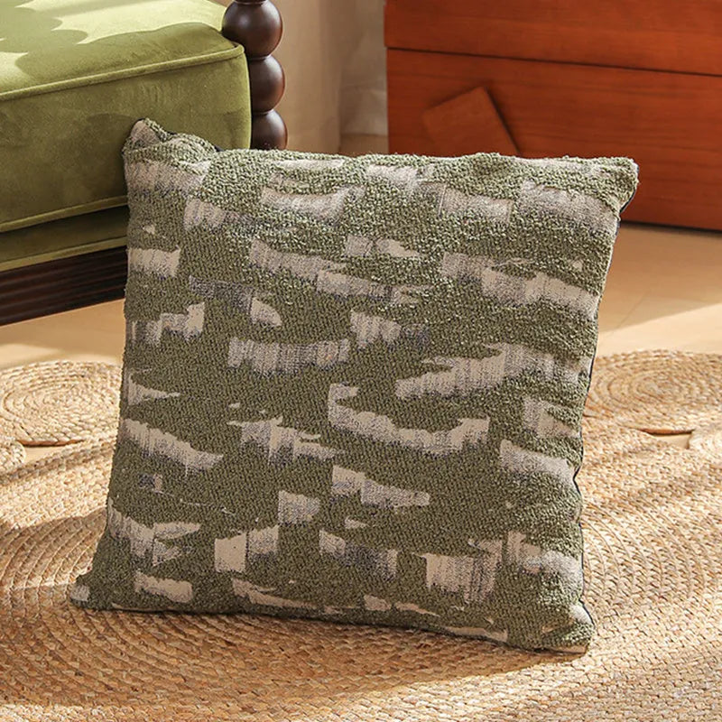 Square 45cm jacquard cushion cover with a detailed woven floral pattern in a retro Nordic style.