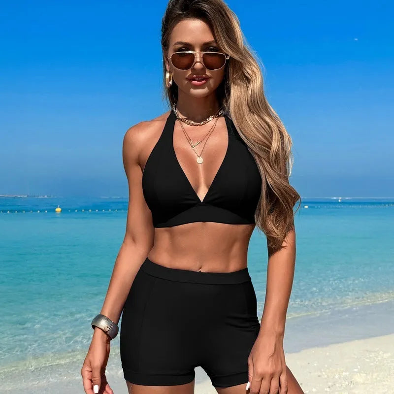 Women's nylon swimsuit bikini in multiple colours for swimming and hot spring use