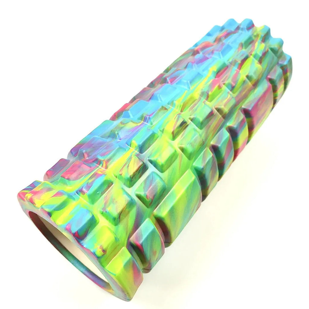 33cm camouflage pattern EVA foam roller in blue, green and yellow colour combination