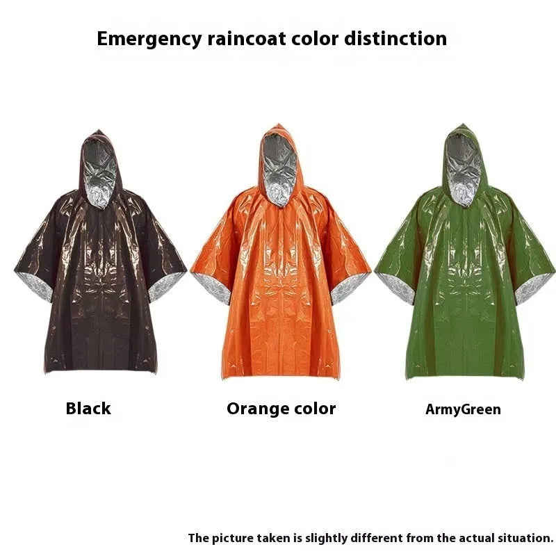 Marathon raincoat in orange or army green colour measuring 100cm by 130cm for outdoor activities