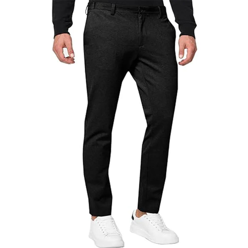 Men's slim-fit tapered chino trousers in cotton blend fabric showing Army Green colour option
