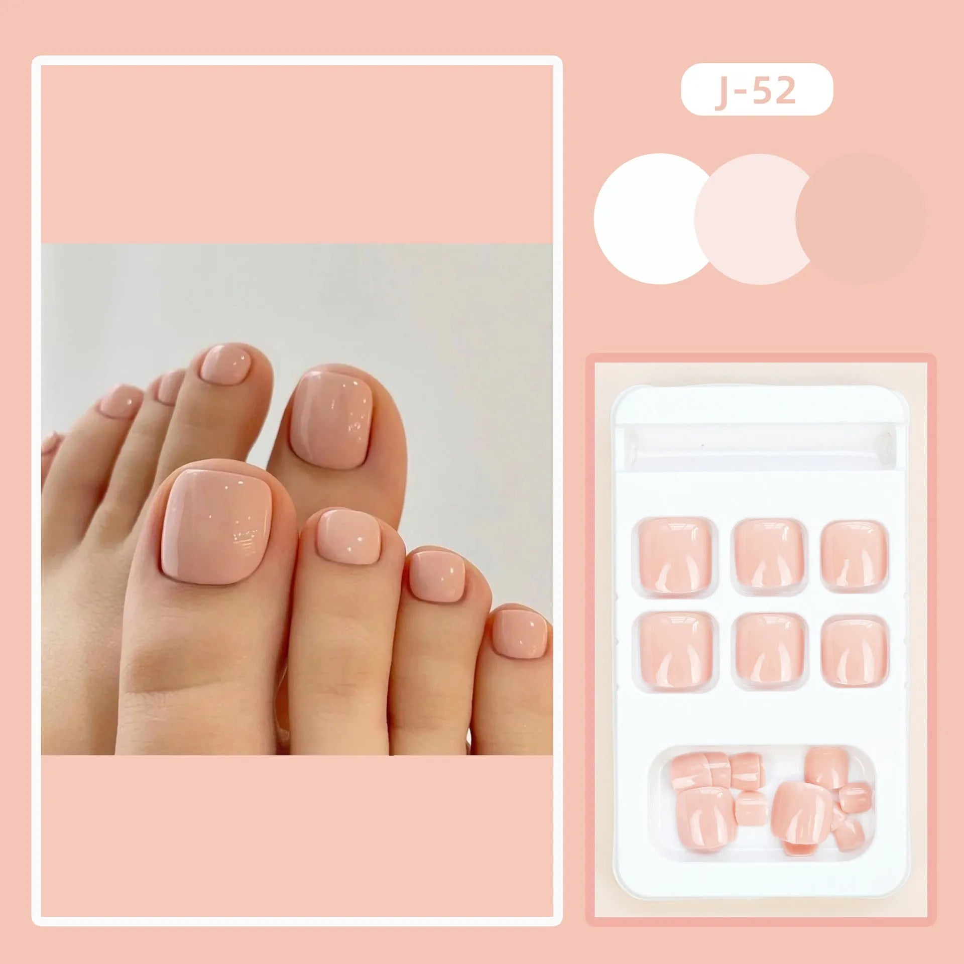 Fashion personality toe nail stickers in J-52 skin colour with glue type adhesive