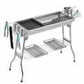 Stainless steel portable barbecue oven with charcoal stove and flip-over design
