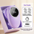 Beige and purple digital fur ball trimmer lint removers with one, two, three, and four cutter head options on a table.