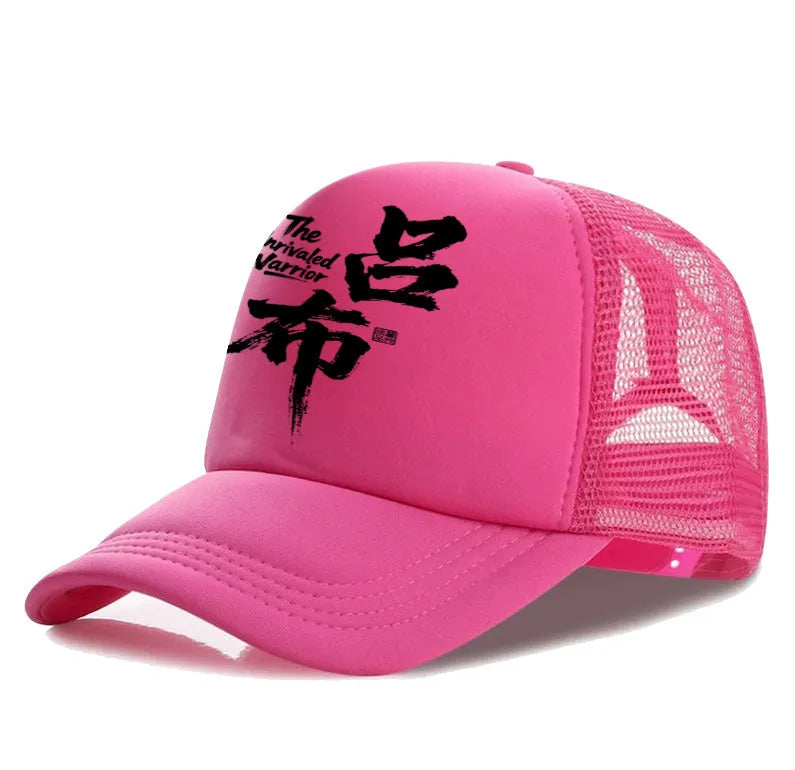 Men's casual polyester baseball cap shown in multiple colour options on a white background.