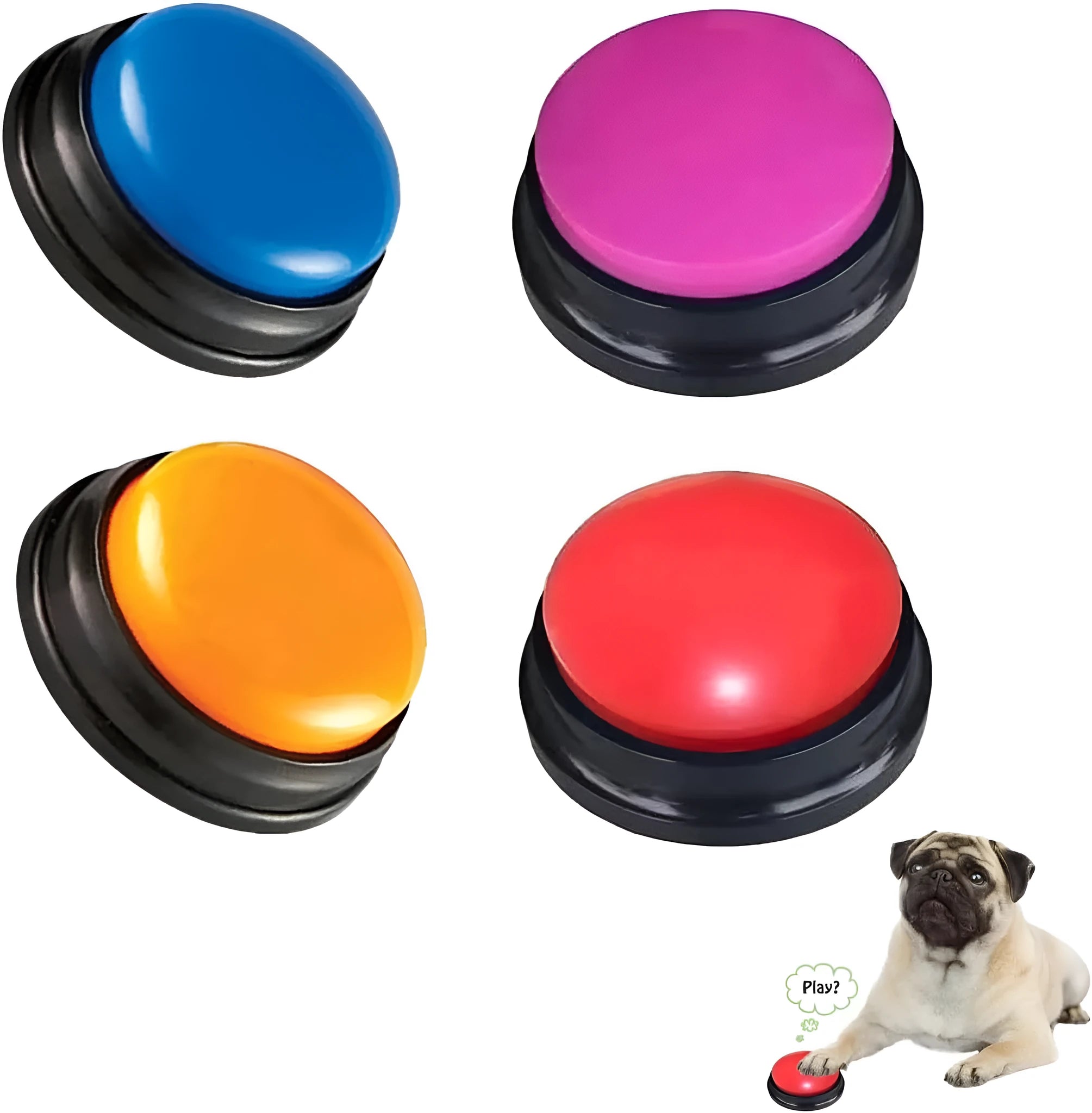Voice recording button pet training buzzer in multiple colour options with record and playback functions