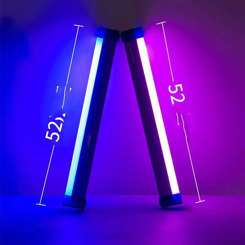 Blue and purple rechargeable LED tube light with dimmer switch for bedroom or photography.