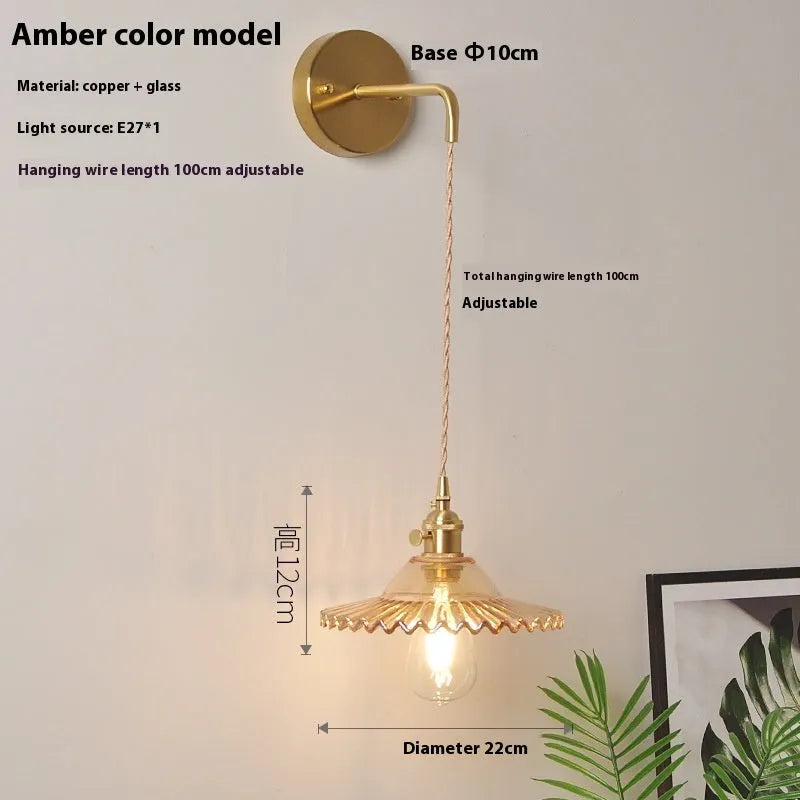 Retro brass and glass lotus wall lamp in white, 22cm diameter
